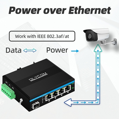 5ポート産業用ポーネットワークスイッチ DC12/24/48V入力 1SFP+4RJ45 ギガビットイーサネットスイッチ
