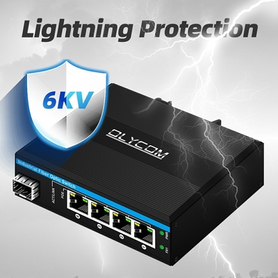5ポート産業用ポーネットワークスイッチ DC12/24/48V入力 1SFP+4RJ45 ギガビットイーサネットスイッチ