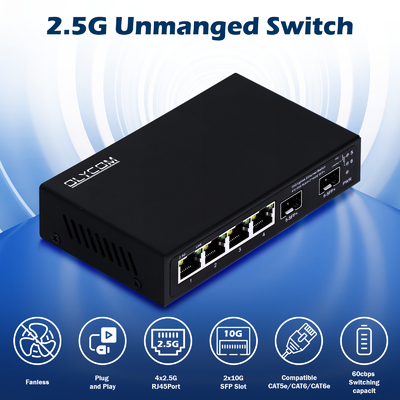 10Gエスネットスイッチ管理されていない4ポート 10GSFP+ポートを持つ2.5Gエスネットスイッチ
