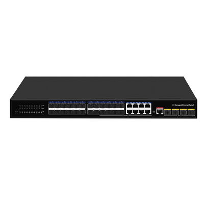 24 ポート 10G ファイバー スイッチ 8 ギガビット コンボ SFP/RJ45 L3 マネージド 1U ラック