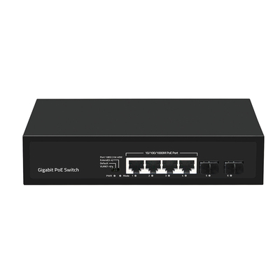4 ポート ギガビット SFP ファイバー PoE スイッチ 60W 予算 VLAN 250 メートル延長