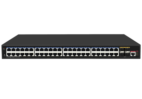 48ポート 10G Poe スイッチ L3 48*ギガビット Poe ポート+4*10G Sfp+ ポートの管理されたイーサネット スイッチ