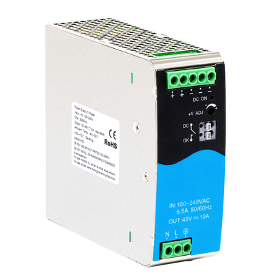 480W DIN 電鉄電源 48V 10A 幅広く AC/DC 入力 活性 PFC DC OK