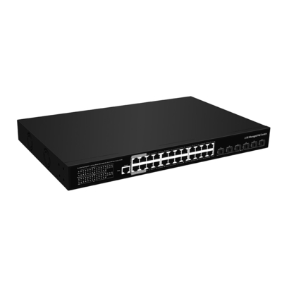 24 ポート 2.5G PoE スイッチ 10G ファイバー アップリンク L3 マネージド イーサネット 400W 予算 AC 入力