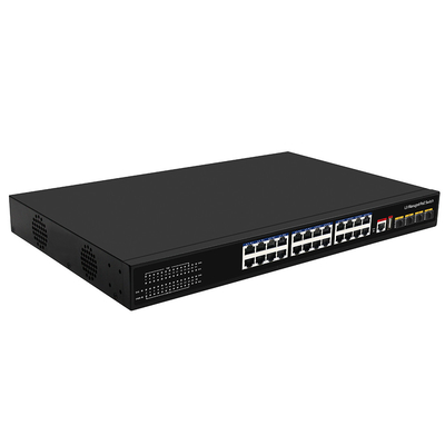 24 ポート PoE スイッチ 10G ファイバー300W 予算USB コンソール L3 管理されたAC入力