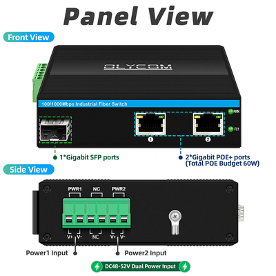 ミニ光ファイバーコンバーター 産業用イーサネットスイッチ ポースイッチ DC48V入力
