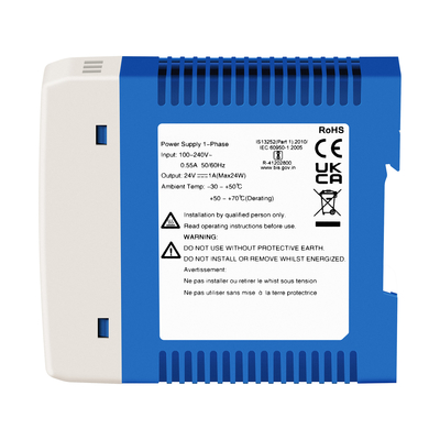 24V産業用電源アダプタ CE UL リスト1A出力 AC/DC 双入力 DINレール