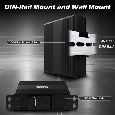 ギガビット光ファイバー変換機 ディンネットワークスイッチ DC12-52V 双電源入力