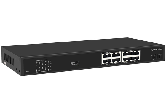 16 ポート ギガビット イーサネット スイッチ Af/at Poe スイッチ AC 100-240V 電源入力