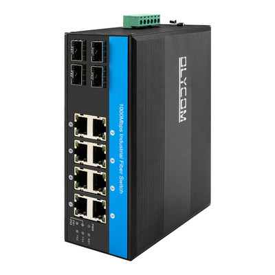 12ポート産業イーサネットスイッチ Dinネットワークスイッチ 4SFP+8RJ45 DC12-52V 双電源