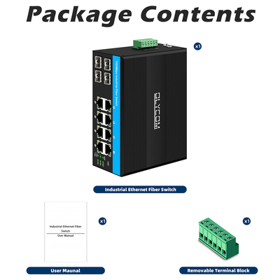 12ポート産業イーサネットスイッチ Dinネットワークスイッチ 4SFP+8RJ45 DC12-52V 双電源