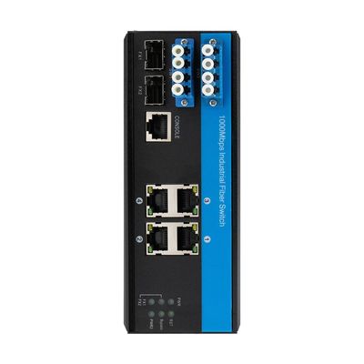 D2*2Bバイパス機能付き産業用マネージドイーサネットスイッチ、SM LCコネクタ、IP40保護等級、光回線保護用