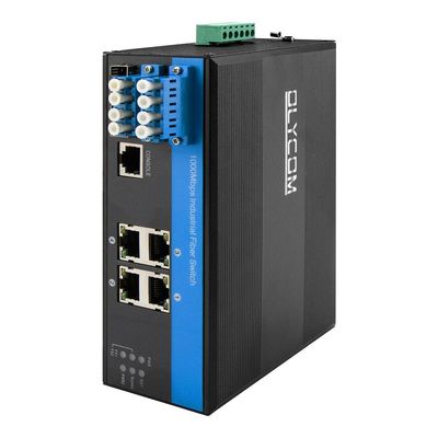 D2*2Bバイパス機能付き産業用マネージドイーサネットスイッチ、SM LCコネクタ、IP40保護等級、光回線保護用