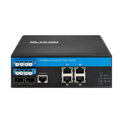 D2*2Bバイパス機能付き産業用マネージドイーサネットスイッチ、SM LCコネクタ、IP40保護等級、光回線保護用