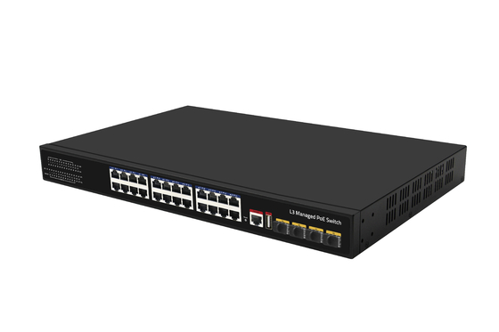 10G 24ポートPoEスイッチ L3マネージドイーサネットファイバー スイッチ 400W 4*10Gファイバーポート+24*RJ45 PoEポート