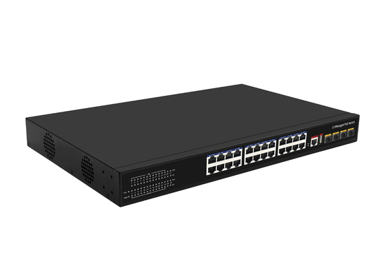 10G 24ポートPoEスイッチ L3マネージドイーサネットファイバー スイッチ 400W 4*10Gファイバーポート+24*RJ45 PoEポート