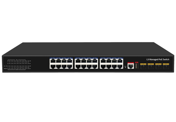 10G 24ポートPoEスイッチ L3マネージドイーサネットファイバー スイッチ 400W 4*10Gファイバーポート+24*RJ45 PoEポート