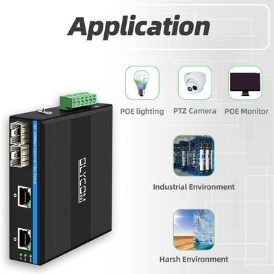 産業用POEスイッチ 2 SFP + 2 RJ45 ポート 6KV電圧過剰保護とDC48V電源入力