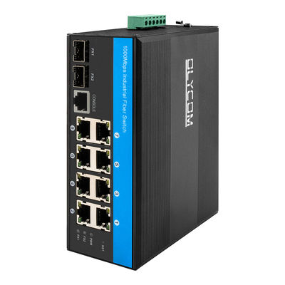 堅牢マネージドイーサネットスイッチ Vitesseチップセット 2 SFP 8 RJ45 SNMP管理付き産業用イーサネットスイッチ