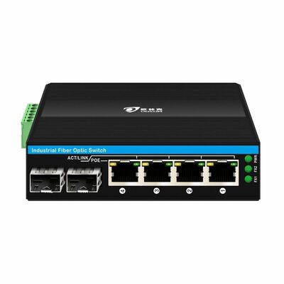 産業用アンマネージドPoEスイッチ (2SFP+4RJ45ポート、6KVサージ保護、広範な動作温度範囲 (-40℃～+75℃))