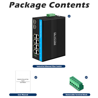 Industrial Unmanaged POE Switch with 6KV Surge Protection, Wide Temperature Range (-40°C to +75°C), and 2 SFP + 8 RJ45 Ports