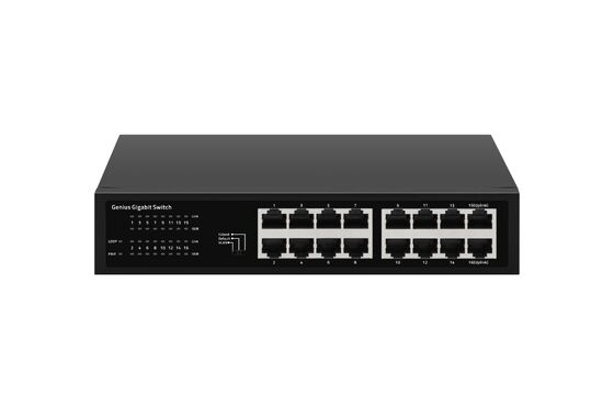 16ポート ギガビット 無管理 イーサネット スイッチ スマート VLAN 扇風機なし 設計ラック 搭載