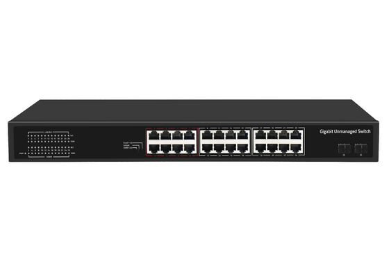 24 ポート ギガビット ファイバー ネットワーク スイッチ 無管理 スマート VLAN & 拡張 モード AC 電源