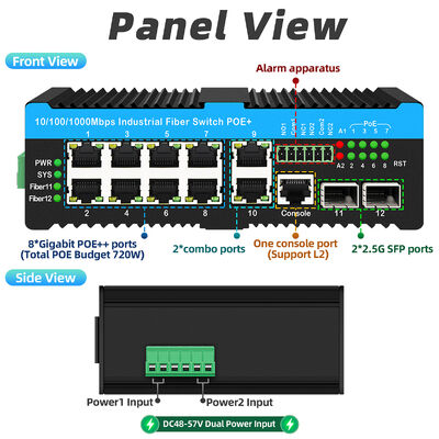 8 ポート 2.5G 産業用 Poe スイッチ 90 ワット ネットワーク POE++ マネージド スイッチ PTZ カメラ用