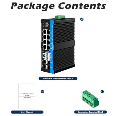 4x10G SFP+ ポートと 8x10/100/1000Mbps PoE ポートを備えた産業用ファイバーバイパススイッチ