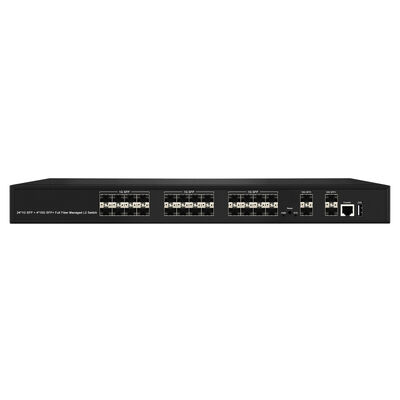 データセンター ISP ネットワーク用 SNMP VLAN QoS を備えた 28 ポート 10G SFP+ マネージド ファイバ スイッチ L2/L3 アグリゲーション スイッチ