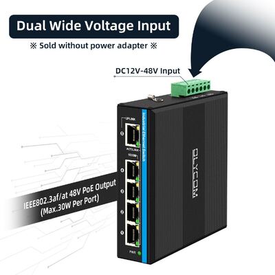 4 ポート ウォルテージ ブースター PoE スイッチ DC12-48V 入力 太陽光発電システム