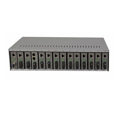 14 スロットメディア変換ラック シャーシ 19 インチ 2U ダュアル AC220V ファイバーメディア変換器 CE