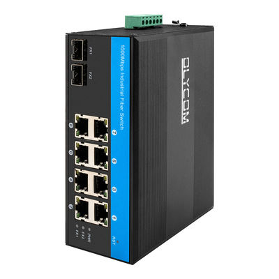 10 ポート ギガビット 産業ネットワーク スイッチ SFP ファイバー アップリンク ディン 鉄道 未管理
