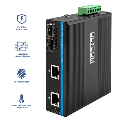 管理されていない 4 ポート ギガビット イーサネット スイッチ 硬化ケース SFP スロット IP40 DC24V