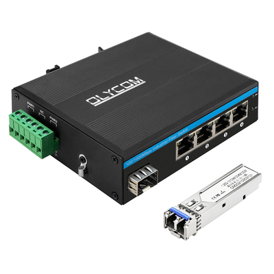 ミニ5ポート ギガビット 工業ファイバースイッチ SFP アップリンク 無管理 ディンレール型 DC12V