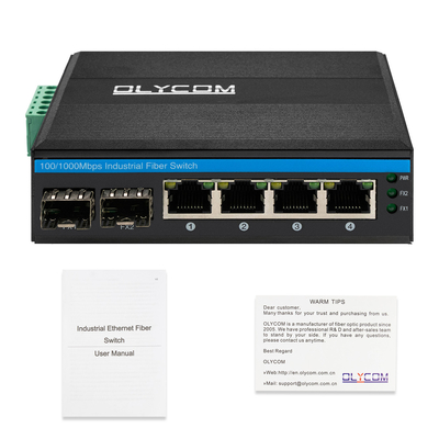 産業ネットワーク スイッチ 6 ポート 100M/1000M ファイバー 未使用 ディンレール 12V 24V 入力